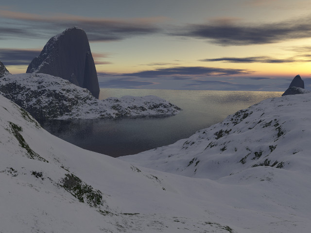 Mountain water rock formation foreground free wallpaper for desktop - medium preview image