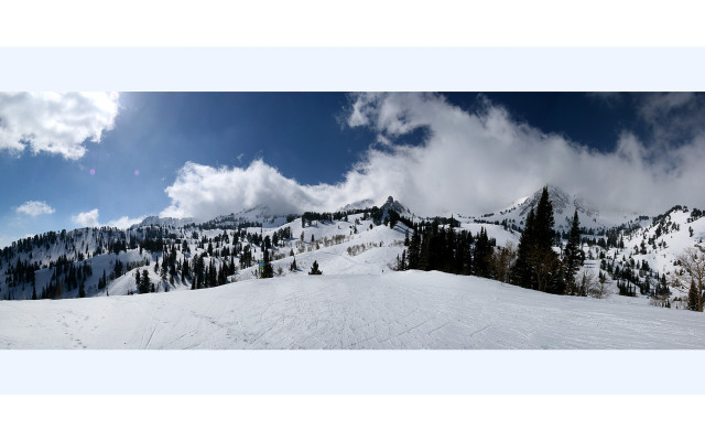 Snowy mountain trees blue sky #17 free wallpaper for desktop - medium preview image