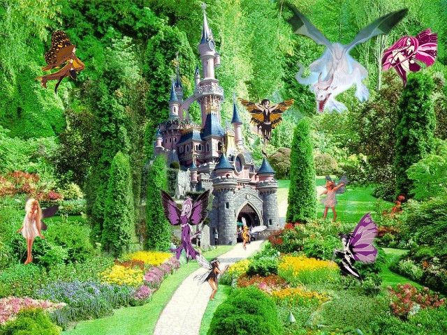 Fairy castle forest flower girl free wallpaper for desktop - medium preview image