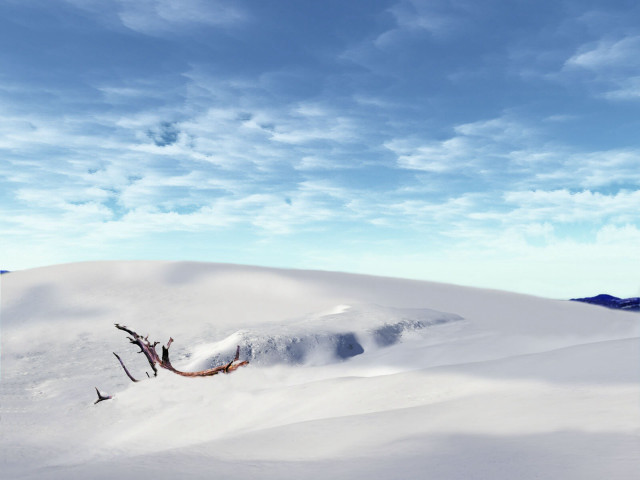 Person skiing snowy hill sky free wallpaper for desktop - medium preview image