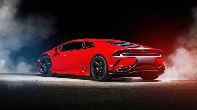 Red sports car smoke exhaust free wallpaper for desktop - medium preview image