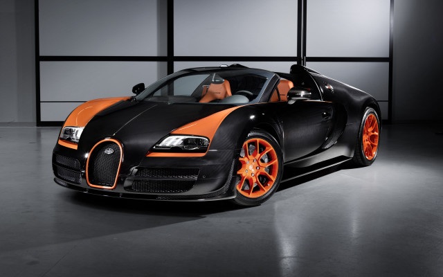 Bugatti orange rims garage black free wallpaper for desktop - medium preview image