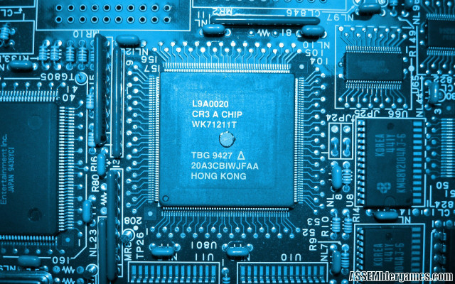 Computer chip blue background black free wallpaper for desktop - medium preview image