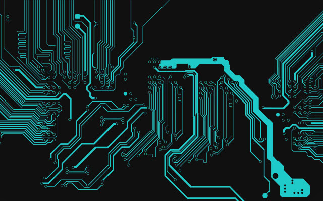Circuit board blue light black free wallpaper for desktop - medium preview image