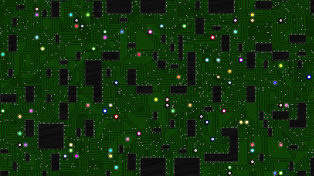 Circuit board colored dots black free wallpaper for desktop - medium preview image