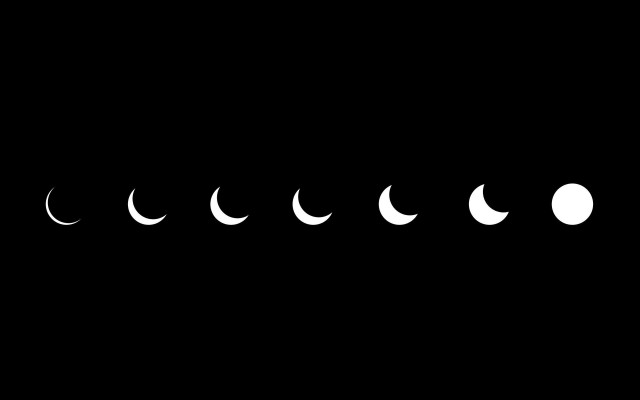 Black background moon phases line free wallpaper for desktop - medium preview image