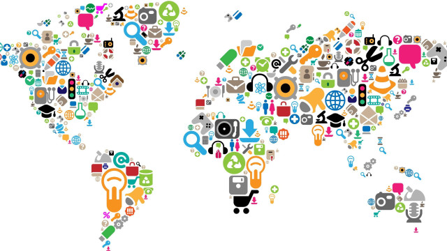 World map icons symbols design free wallpaper for desktop - medium preview image