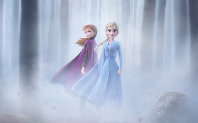 Frozen princesses forest foggy trees free wallpaper for desktop - medium preview image