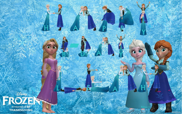 Frozen princesses blue background letter free wallpaper for desktop - medium preview image