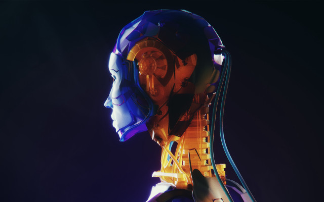 Futuristic woman helmet keyboard future free wallpaper for desktop - medium preview image