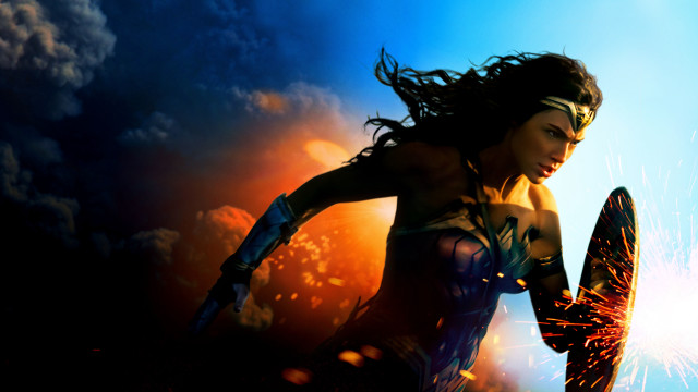 Woman costume firework disk blue free wallpaper for desktop - medium preview image