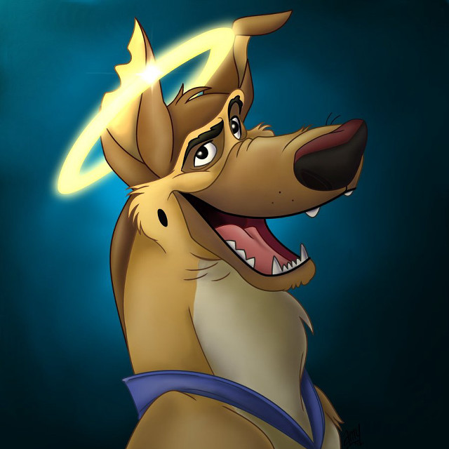 Cartoon dog glowing halo blue free wallpaper for tablet - medium preview image