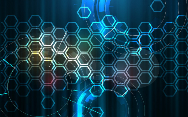 Blue hexagon abstract honeycomb patterned free wallpaper for desktop - medium preview image