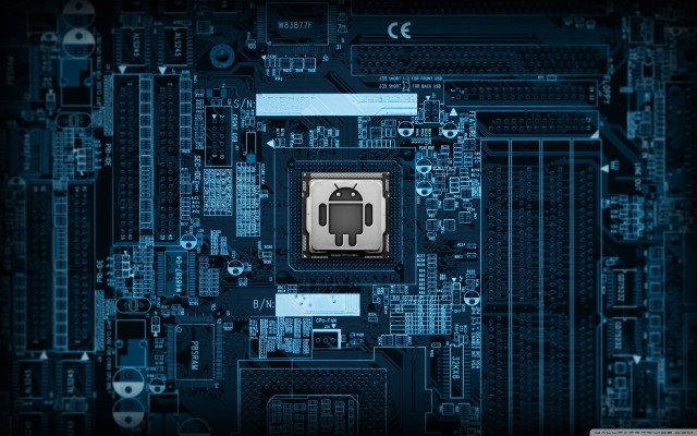 Processor robot blue background android free wallpaper for desktop - medium preview image