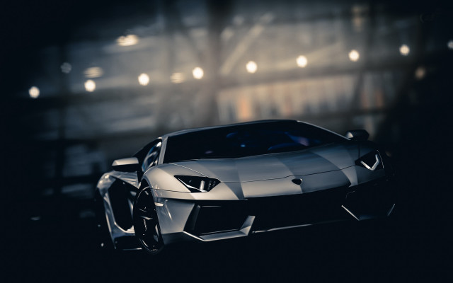 Silver sports car dark room #43 free wallpaper for desktop - medium preview image