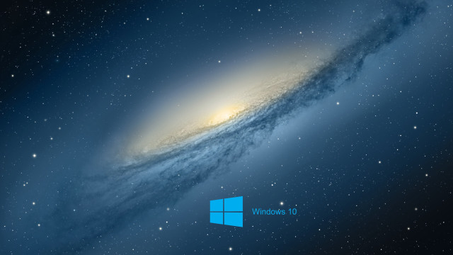 Blue space galaxy windows10 logo free wallpaper for desktop - medium preview image