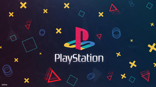 Playstation logo colorful shapes night free wallpaper for desktop - medium preview image