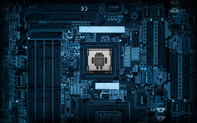 Processor robot blue background cityscape #3 free wallpaper for desktop - medium preview image