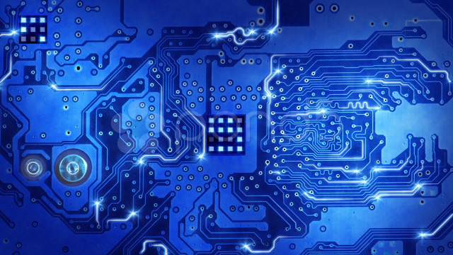 Circuit board blue background lights free wallpaper for desktop - medium preview image
