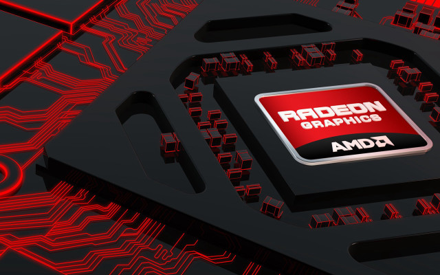 Red black cpu chip radeon free wallpaper for desktop - medium preview image