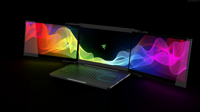 Laptop colorful background monitor back free wallpaper for desktop - medium preview image