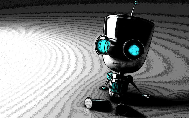 Robot glowing eyes toilet paper free wallpaper for desktop - medium preview image