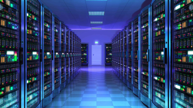 Data center hallway servers blue free wallpaper for desktop - medium preview image