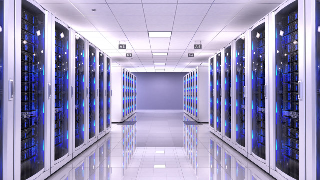 Long hallway blue white servers free wallpaper for desktop - medium preview image