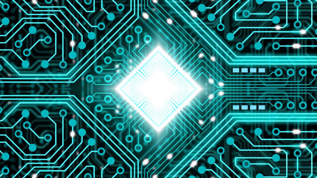 Circuit board blue light white free wallpaper for desktop - medium preview image