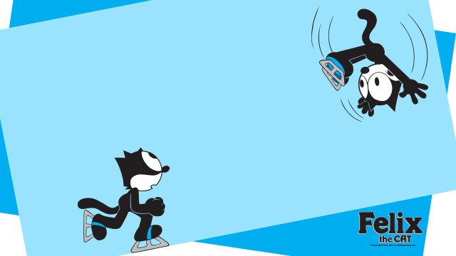 Cartoon cat dog skating blue free wallpaper for desktop - medium preview image