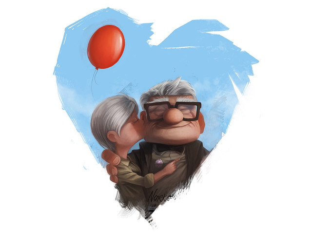 Man woman kissing heart balloon free wallpaper for desktop - medium preview image
