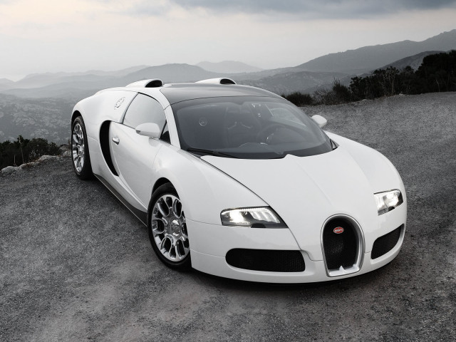 White bugatti gravel road mountains free wallpaper for desktop - medium preview image