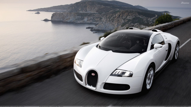 White bugatti ocean road cliff free wallpaper for desktop - medium preview image