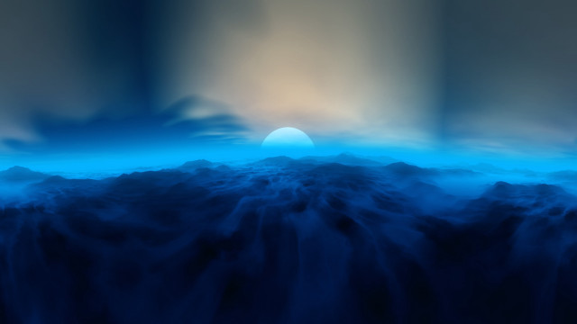 Blue sky mountain ocean moon free wallpaper for desktop - medium preview image