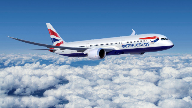 British airways plane flying clouds free wallpaper for desktop - medium preview image