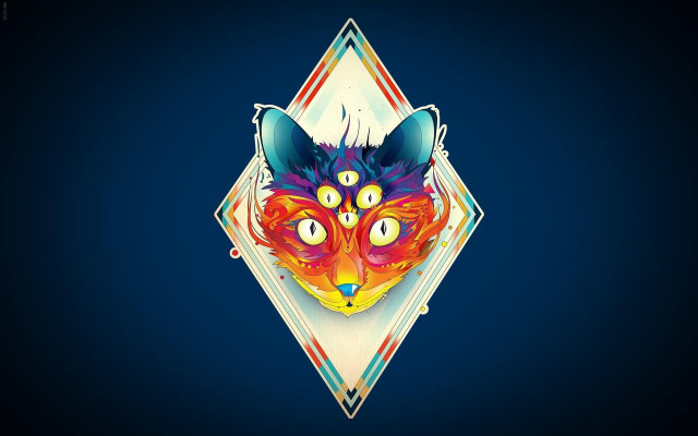 Colorful fox head diamond pattern free wallpaper for desktop - medium preview image