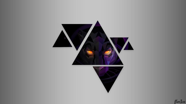 Wolf glowing eyes triangle silver free wallpaper for desktop - medium preview image