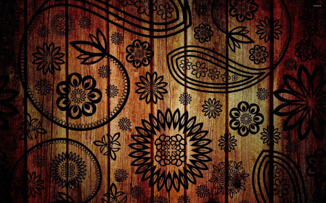Wooden wall floral pattern flowers free wallpaper for desktop - medium preview image