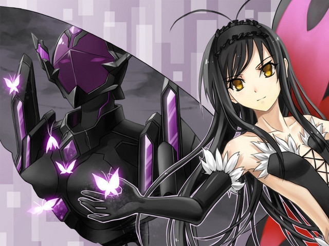 Woman black dress gloves purple free wallpaper for desktop - medium preview image