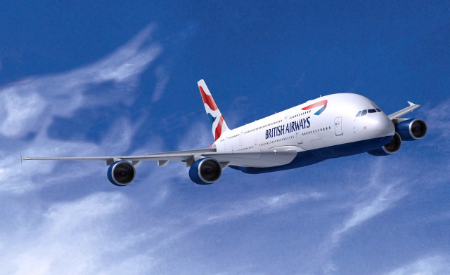 British airways plane flying sky free wallpaper for desktop - medium preview image