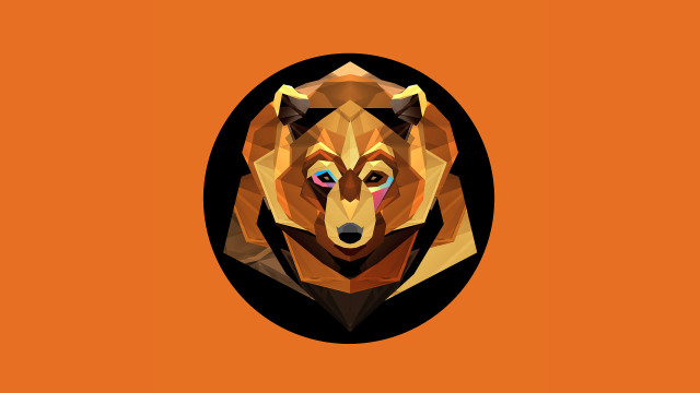 Geometric wolf head circle orange free wallpaper for desktop - medium preview image