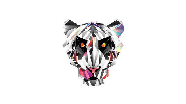 Tiger head colorful shapes black free wallpaper for desktop - medium preview image