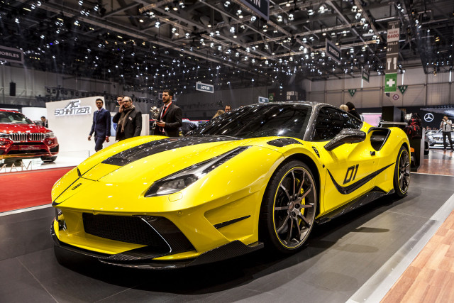 Yellow sports car show people #3 free wallpaper for desktop - medium preview image