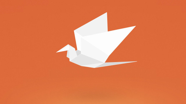 White origami bird flying sky free wallpaper for desktop - medium preview image