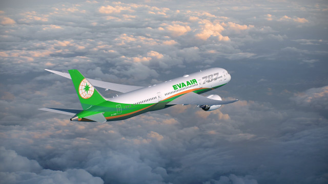 Green white airplane cloudy sky free wallpaper for desktop - medium preview image
