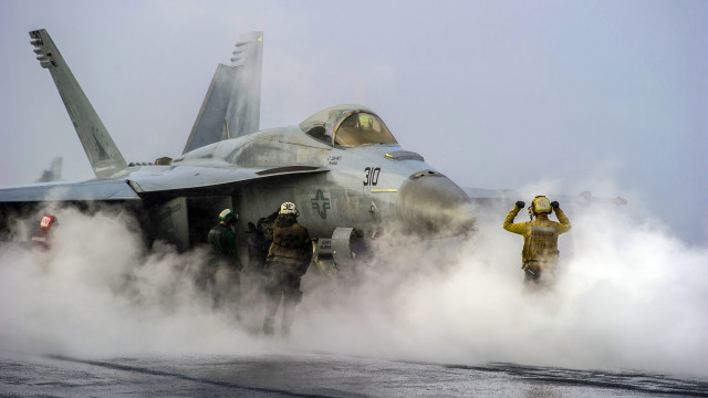 Fighter jet airport runway smoke free wallpaper for desktop - medium preview image