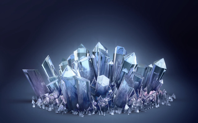 Crystal rocks blue background black free wallpaper for desktop - medium preview image