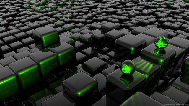 Green black cubes green light free wallpaper for desktop - medium preview image
