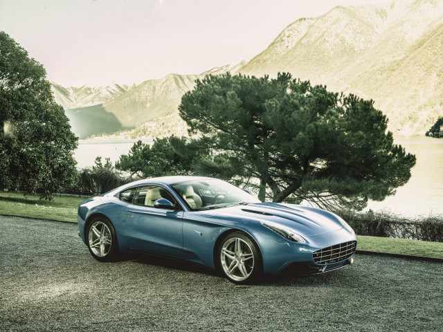 Blue sports car lake mountains #2 free wallpaper for desktop - medium preview image