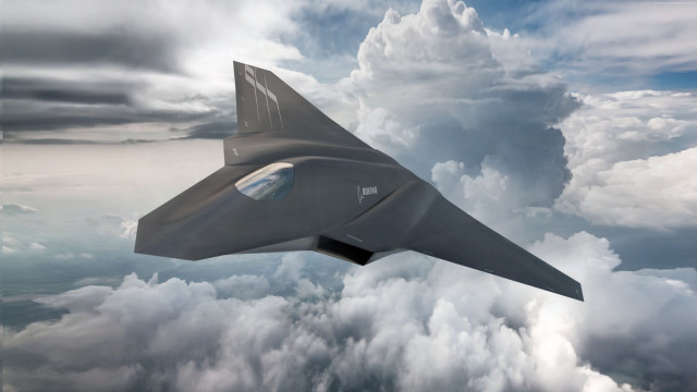 Fighter jet clouds sky futuristic free wallpaper for desktop - medium preview image